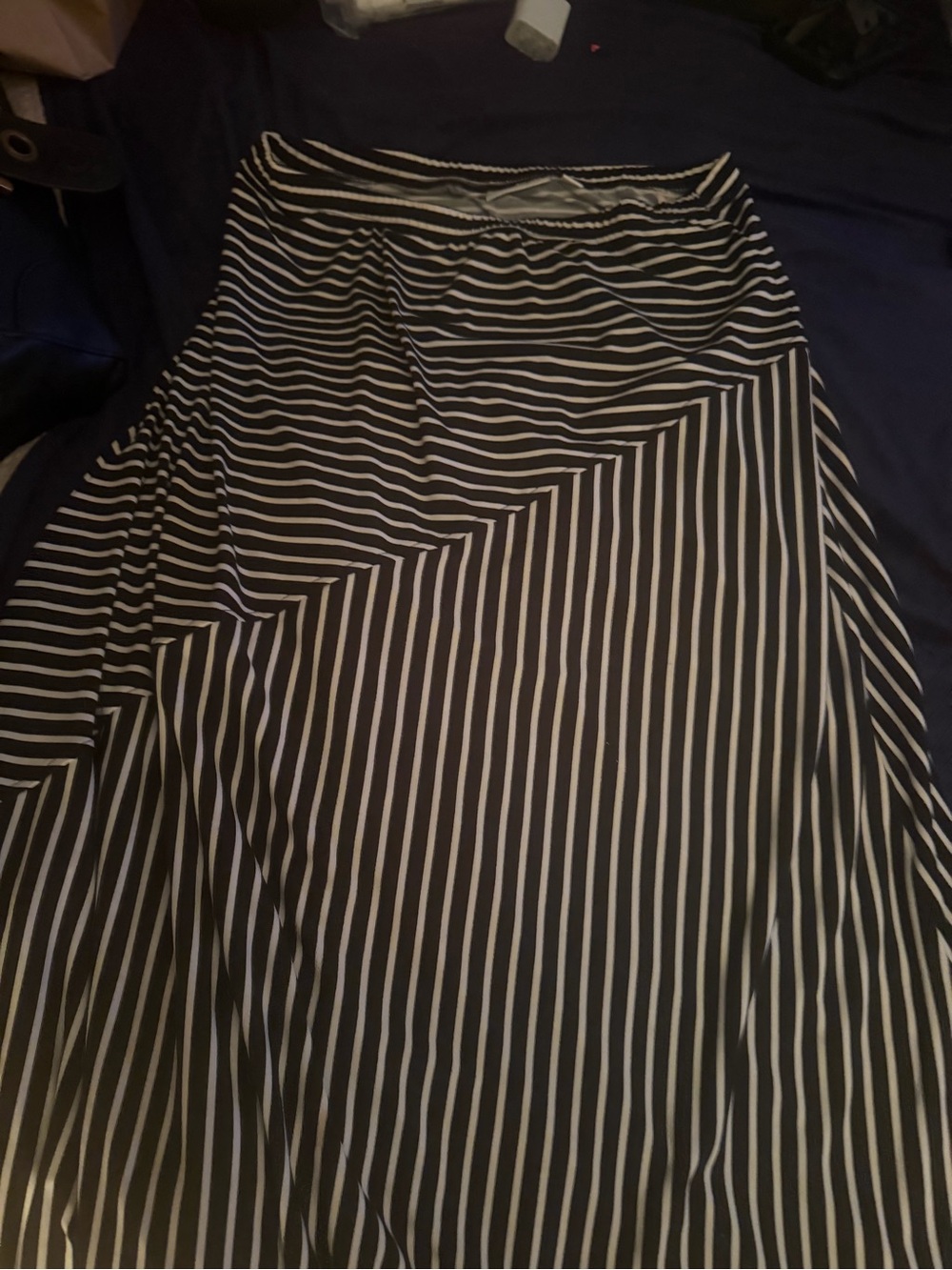 Susan Graver Black and White Striped Maxi Skirt